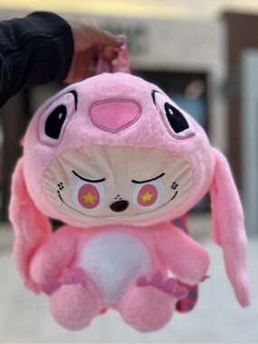 Pink Stitch & Labubu Angel & Labubu Plush Backpack Plush Toy